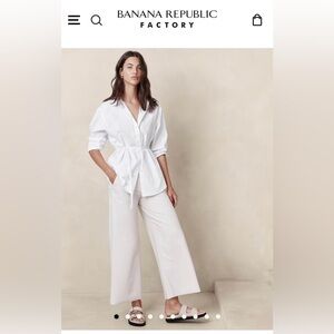 Crisp White Shirt w/ Tie Waist • Banana Republic Factory (Size XL)